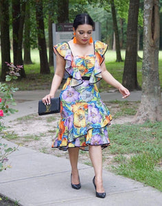 Your Beautiful Midi Ruffle Dress - Multi Color
