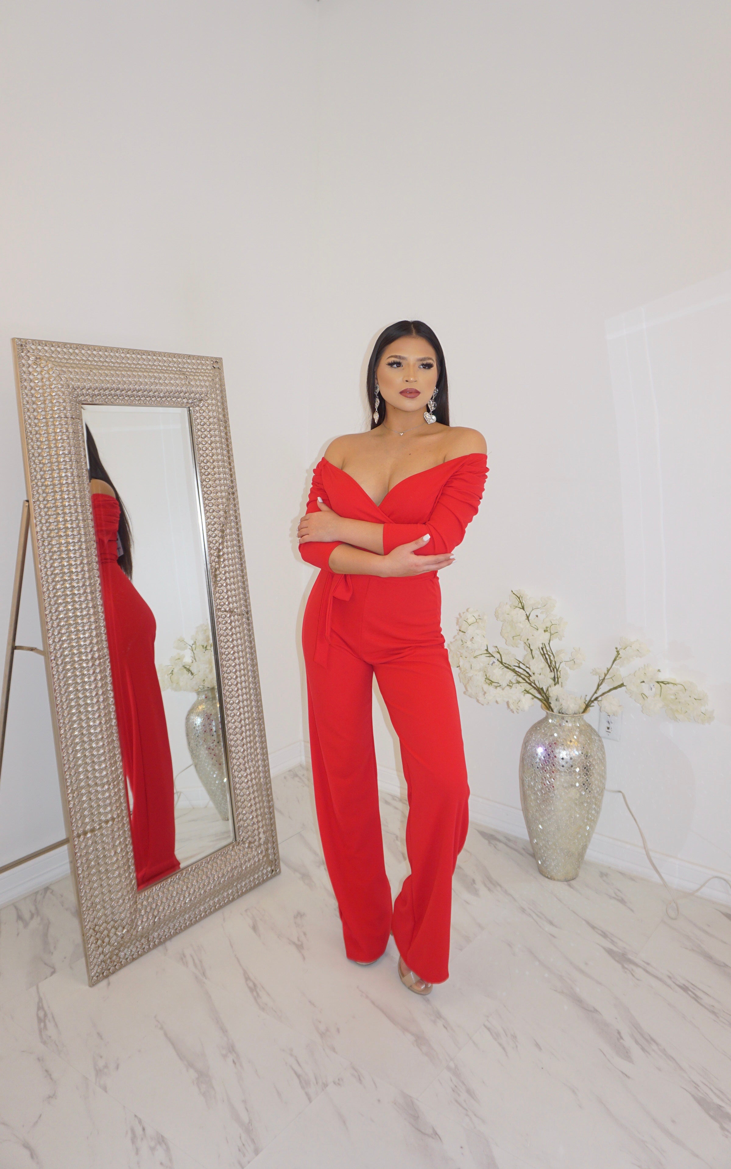 Janettha red jumpsuit