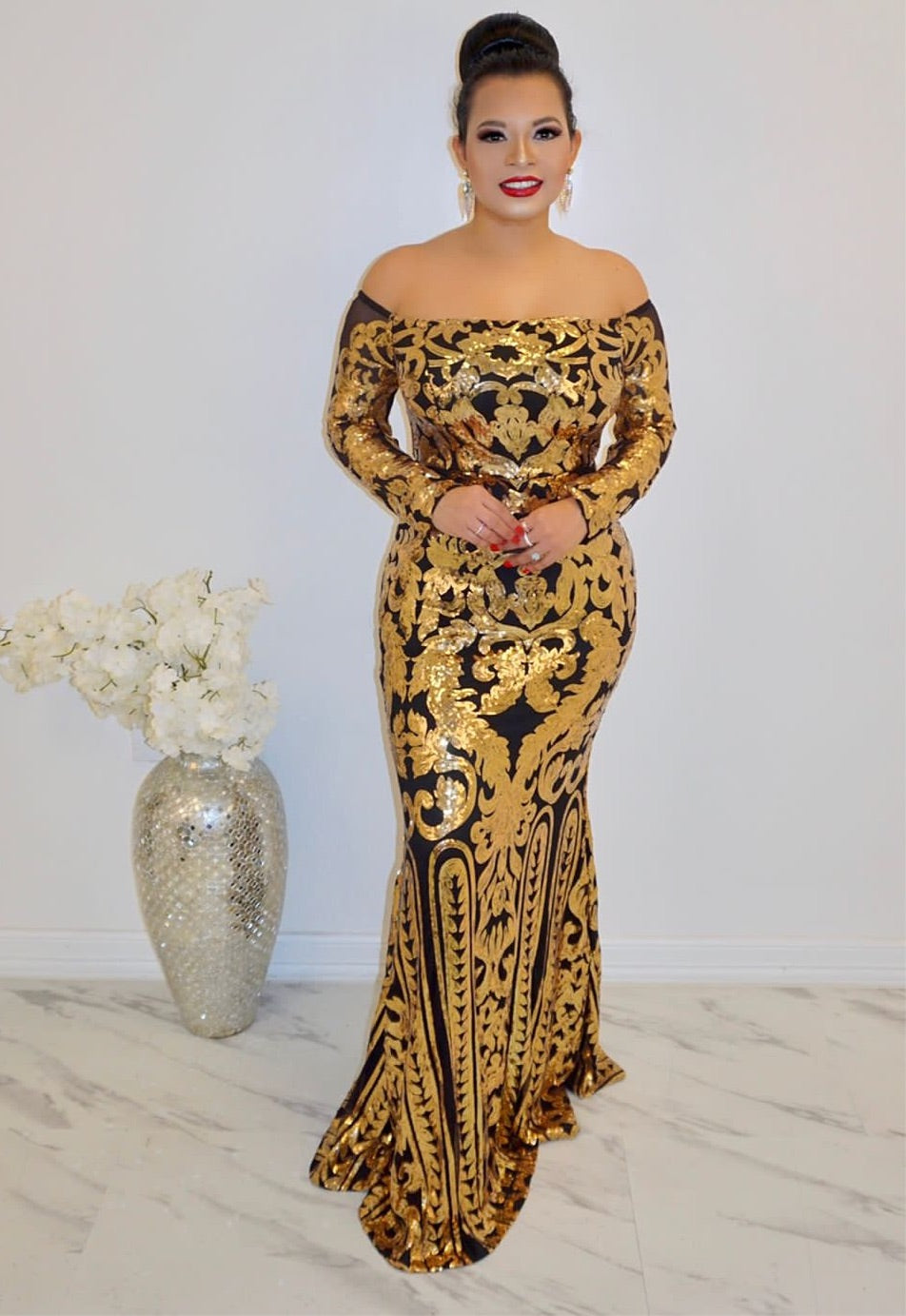 Mariah Carey gold dress
