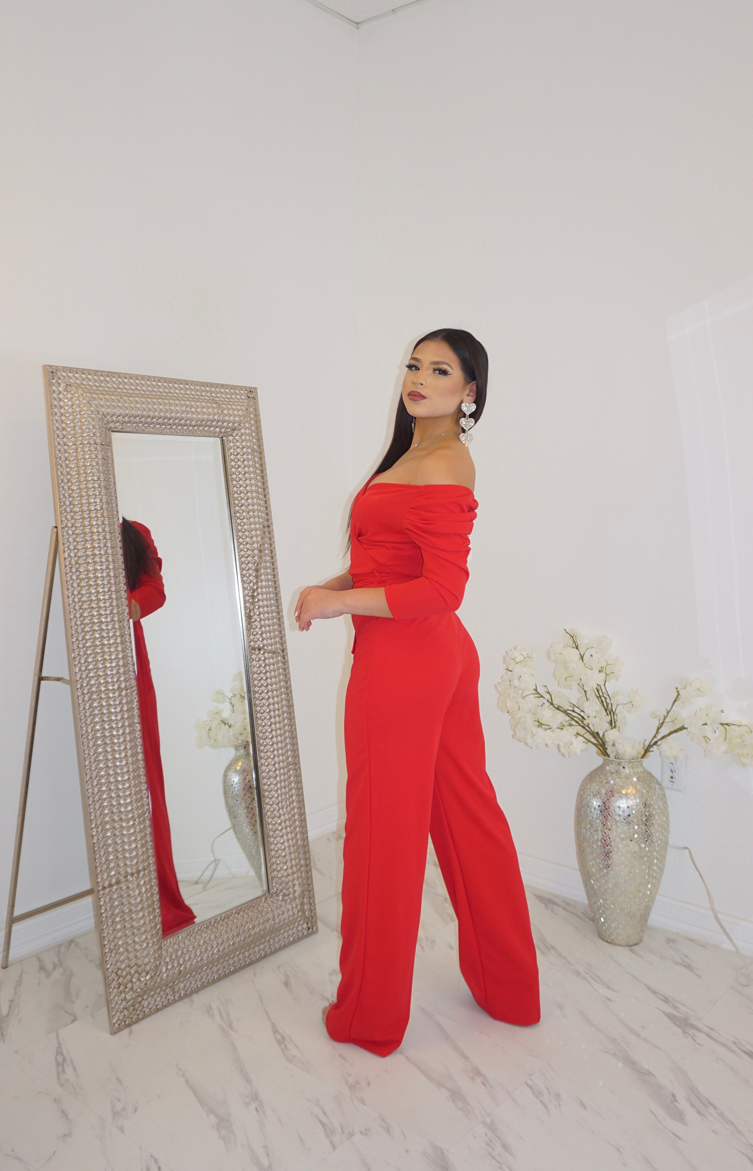 Janettha red jumpsuit